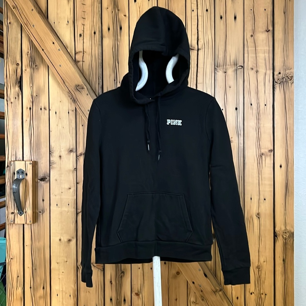 Women’s PINK brand black hoodie sweatshirt, medium